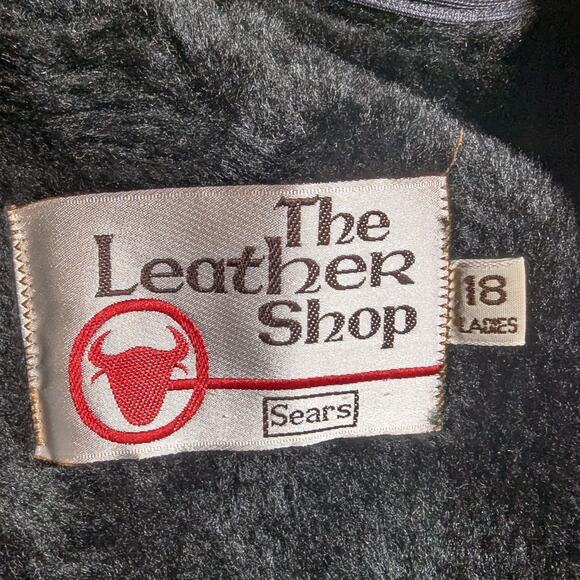 Vtg 1980s The Leather Shop Black Harley Patch Full Zip Biker Jacket Women's 18 - Picture 7 of 7